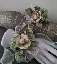 Load image into Gallery viewer, Gray sage green preserved flowers corsage &amp; buttonhole AB2179 - School formal, prom, graduation
