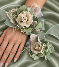 Load image into Gallery viewer, Gray sage green preserved flowers corsage &amp; buttonhole AB2179 - School formal, prom, graduation
