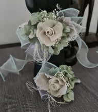 Load image into Gallery viewer, Gray sage green preserved flowers corsage &amp; buttonhole AB2179 - School formal, prom, graduation
