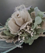 Load image into Gallery viewer, Gray sage green preserved flowers corsage &amp; buttonhole AB2179 - School formal, prom, graduation
