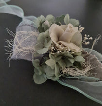 Load image into Gallery viewer, Gray sage green preserved flowers corsage &amp; buttonhole AB2179 - School formal, prom, graduation

