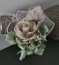 Load image into Gallery viewer, Gray sage green preserved flowers corsage &amp; buttonhole AB2179 - School formal, prom, graduation
