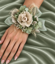 Load image into Gallery viewer, Gray sage green preserved flowers corsage &amp; buttonhole AB2179 - School formal, prom, graduation
