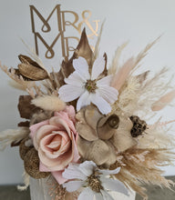 Load image into Gallery viewer, Everlasting flowers blush, champagne gold &amp; neutral cake topper AB2180
