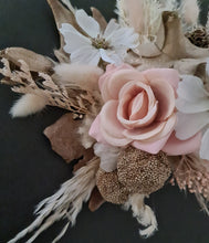 Load image into Gallery viewer, Everlasting flowers blush, champagne gold &amp; neutral cake topper AB2180
