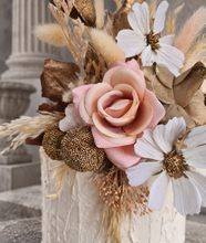 Load image into Gallery viewer, Everlasting flowers blush, champagne gold &amp; neutral cake topper AB2180
