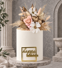 Load image into Gallery viewer, Everlasting flowers blush, champagne gold &amp; neutral cake topper AB2180
