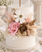 Load image into Gallery viewer, Everlasting flowers blush, champagne gold &amp; neutral cake topper AB2181
