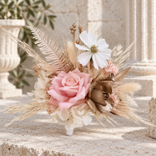 Load image into Gallery viewer, Everlasting flowers blush, champagne gold &amp; neutral cake topper AB2181
