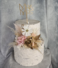Load image into Gallery viewer, Everlasting flowers blush, champagne gold &amp; neutral cake topper AB2181
