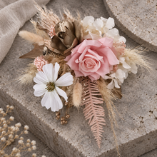 Load image into Gallery viewer, Everlasting flowers blush, champagne gold &amp; neutral cake topper AB2181
