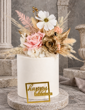 Load image into Gallery viewer, Everlasting flowers blush, champagne gold &amp; neutral cake topper AB2181
