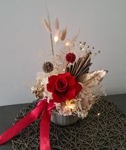 Load image into Gallery viewer, Preserved gift flowers red, blush &amp; gold w lights –  AB2183
