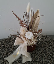 Load image into Gallery viewer, Mini white preserved peony in wooden pot –  AB2188
