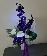 Load image into Gallery viewer, Singapore orchids &amp; anthurium flowers with lights flowers arrangement – AB2190

