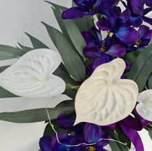 Load image into Gallery viewer, Singapore orchids &amp; anthurium flowers with lights flowers arrangement – AB2190
