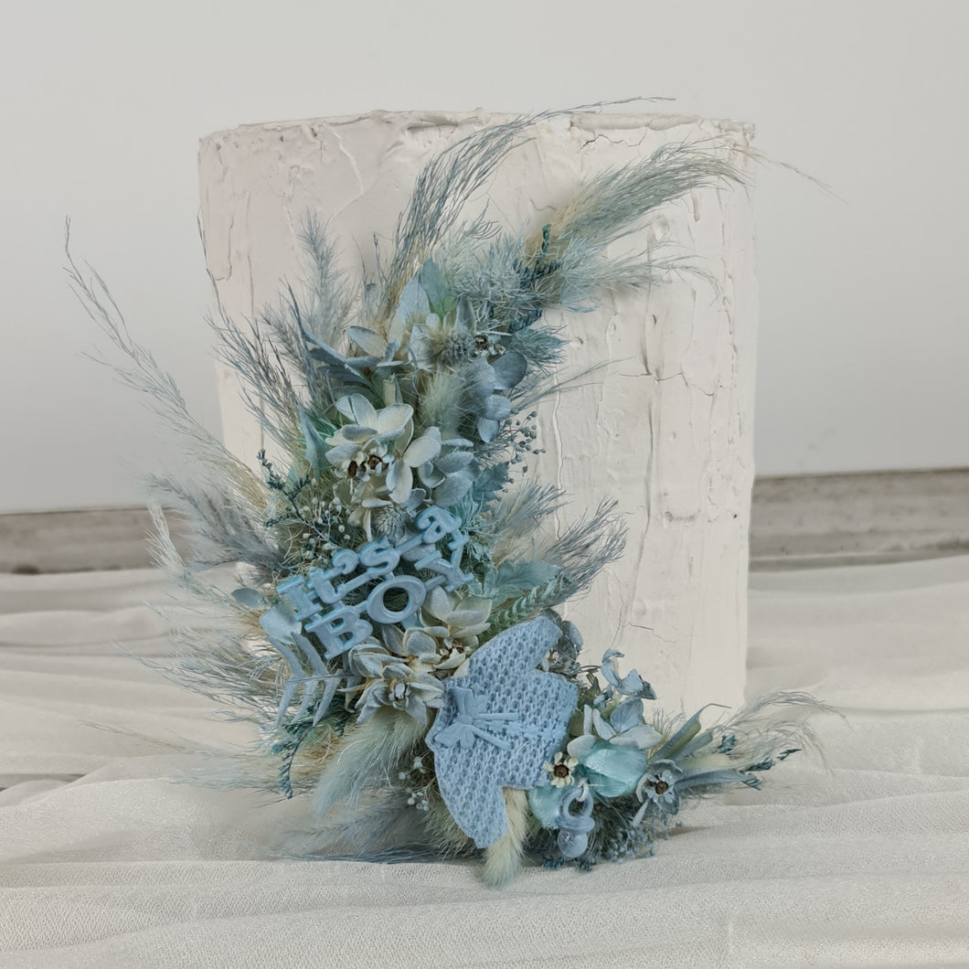 Its a Boy Preserved flowers blue Cake Topper