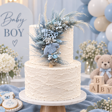 Load image into Gallery viewer, Its a Boy Preserved flowers blue Cake Topper
