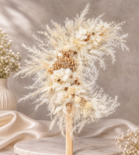 Load image into Gallery viewer, Happy Birthday Boho style neutral preserved flowers cake topper
