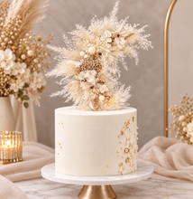 Load image into Gallery viewer, Happy Birthday Boho style neutral preserved flowers cake topper
