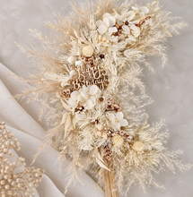 Load image into Gallery viewer, Happy Birthday Boho style neutral preserved flowers cake topper
