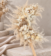 Load image into Gallery viewer, Happy Birthday Boho style neutral preserved flowers cake topper

