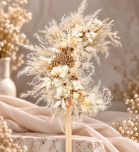 Load image into Gallery viewer, Happy Birthday Boho style neutral preserved flowers cake topper
