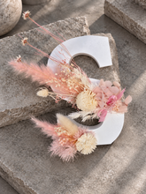 Load image into Gallery viewer, Preserved Everlasting flowers letter S - 15cm -  White &amp; pink
