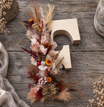 Load image into Gallery viewer, Preserved Everlasting flowers letter F - 15cm -  Rustic Gold
