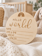 Load image into Gallery viewer, Wooden Baby Birth announcement disc
