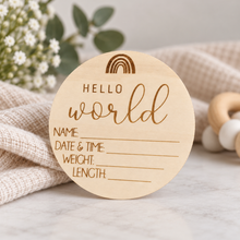 Load image into Gallery viewer, Wooden Baby Birth announcement disc
