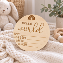 Load image into Gallery viewer, Wooden Baby Birth announcement disc

