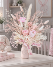 Load image into Gallery viewer, Welcome Baby girl preserved rose arrangement
