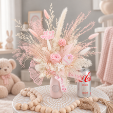 Load image into Gallery viewer, Welcome Baby girl preserved rose arrangement
