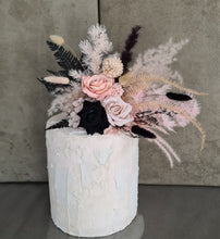 Load image into Gallery viewer, Floral cake topper in black, nude &amp; soft pink/peach tones
