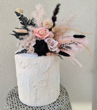 Load image into Gallery viewer, Floral cake topper in black, nude &amp; soft pink/peach tones
