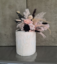 Load image into Gallery viewer, Floral cake topper in black, nude &amp; soft pink/peach tones
