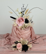Load image into Gallery viewer, 2 x Floral cake topper in black, neutral &amp; soft pink tones
