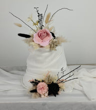 Load image into Gallery viewer, 2 x Floral cake topper in black, neutral &amp; soft pink tones
