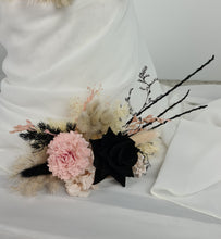 Load image into Gallery viewer, 2 x Floral cake topper in black, neutral &amp; soft pink tones
