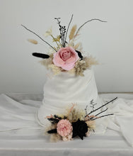 Load image into Gallery viewer, 2 x Floral cake topper in black, neutral &amp; soft pink tones
