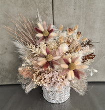 Load image into Gallery viewer, Boho hippie everlasting flowers in wicker pot

