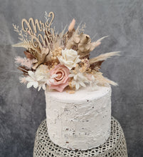 Load image into Gallery viewer, Wedding Cake topper in blush &amp; champagne gold tones
