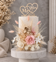 Load image into Gallery viewer, Mr &amp; Mrs Floral Cake topper - blush
