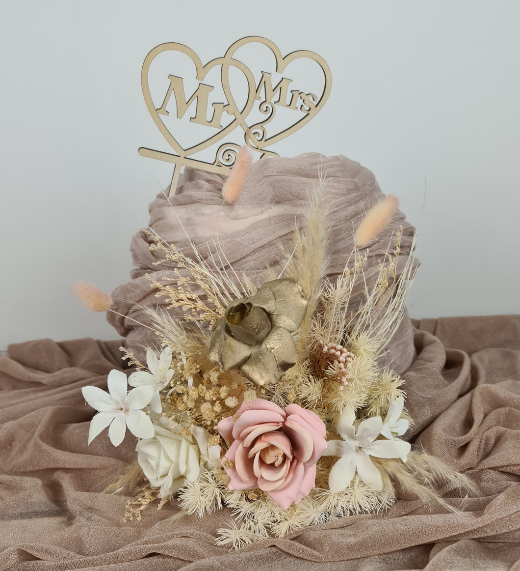 Mr & Mrs Floral Cake topper - blush