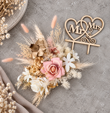Load image into Gallery viewer, Mr &amp; Mrs Floral Cake topper - blush
