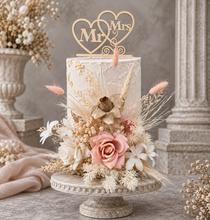 Load image into Gallery viewer, Mr &amp; Mrs Floral Cake topper - blush
