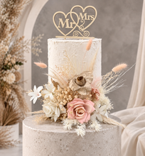 Load image into Gallery viewer, Mr &amp; Mrs Floral Cake topper - blush
