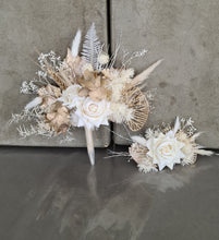 Load image into Gallery viewer, Double floral cake topper in neutral &amp; gold tones

