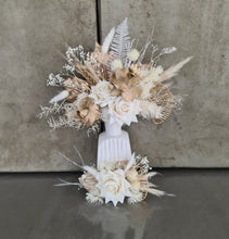 Load image into Gallery viewer, Double floral cake topper in neutral &amp; gold tones
